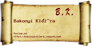 Bakonyi Klára névjegykártya